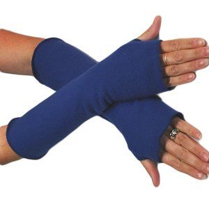 Dark Blue Fleece Arm Warmers Texting Gloves Winter Fall Women's Men's Casual
